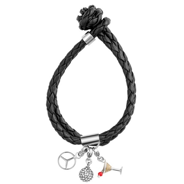 Bratara Oe Mercedes-Benz Swarovski Piele De Vaca Negru B66951174